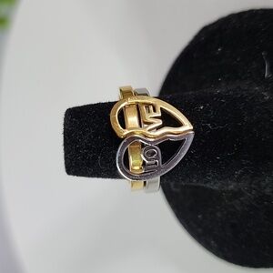 Gold and Silver Stainless Steel Love Best   Friend Double Ring
